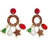 HolidayQbee Christmas Earrings Studs for Women Delicate Dangle Earrings Hypoallergenic Cute Colorful Drop Earrings for Holiday Party Jewelry Gift