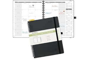 POPRUN Monthly Planner 2025-2026 Large Size (8.5'' x 10.5'') 18 Months Calendar (Jan 2025 - Jun 2026) - 4 Pages per Month with Monthly Expense & Notes, Vegan Leather Cover - Black