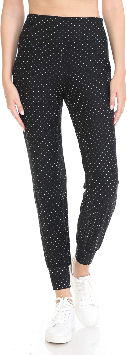 Leggings Depot Women's Printed Solid Activewear Jogger Track Cuff Sweatpants at  Women’s Clothing store