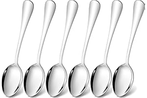 tiokin Dinner Spoons, 6 Pieces 8.1" Stainless Steel Soup Spoons, Spoons Sliverware, Tablespoon for Home or Restaurant, Non-To