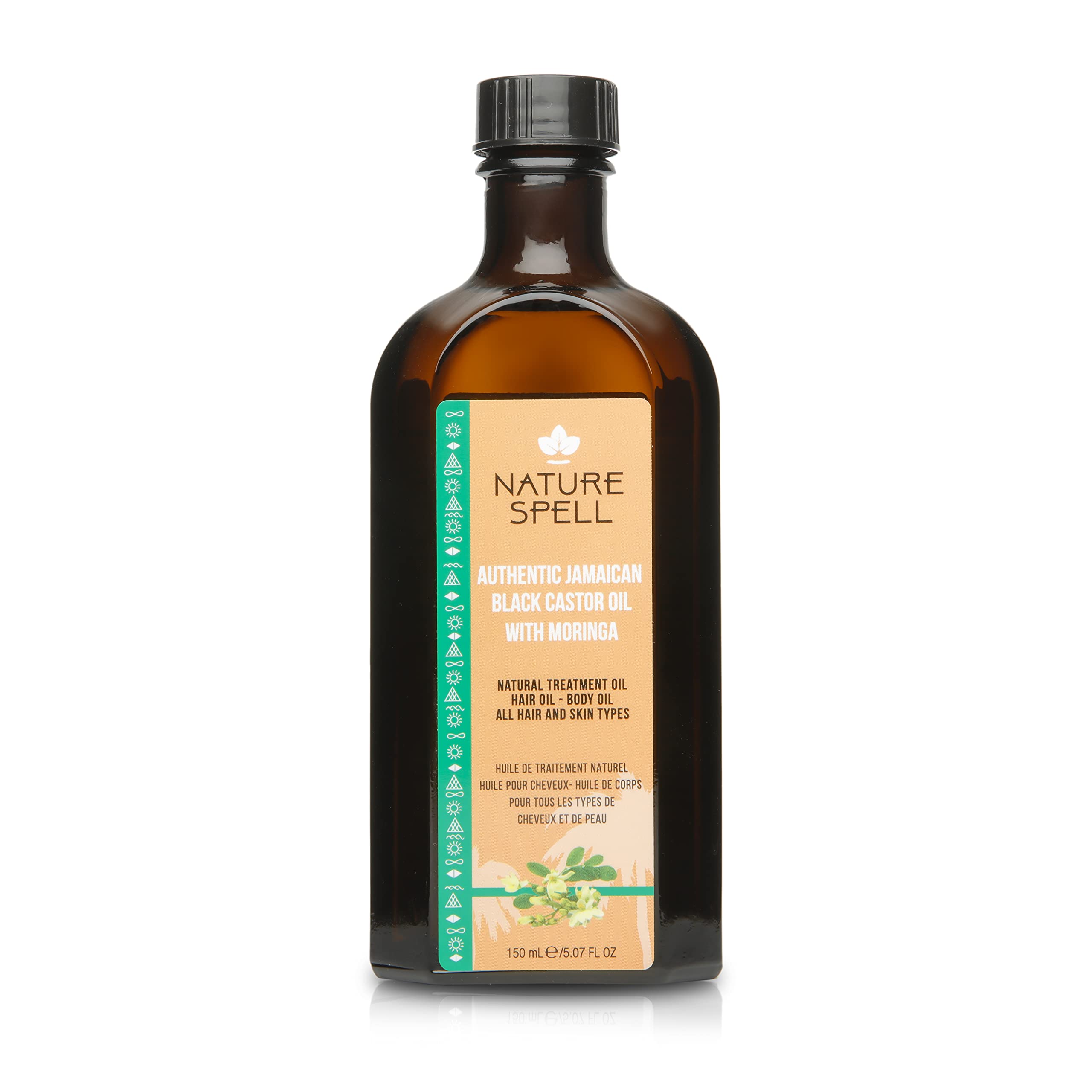 Nature Spell Jamaican Black Castor and Moringa Oil Blend for Hair & Scalp, Pre-Diluted Oil to Promote Growth and Support Resilient Strands, For All Hair Types, Vegan, 150ml
