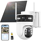 Voxblend 4G LTE Cellular Solar Security Camera Wireless Outdoor: Dual-Lens Cámara, Pan and Tilt, 360° Live View, with SIM Card and 32GB SD Card, No WiFi, 2K Color Night Vision, 2 Way Talk, PIR Motion