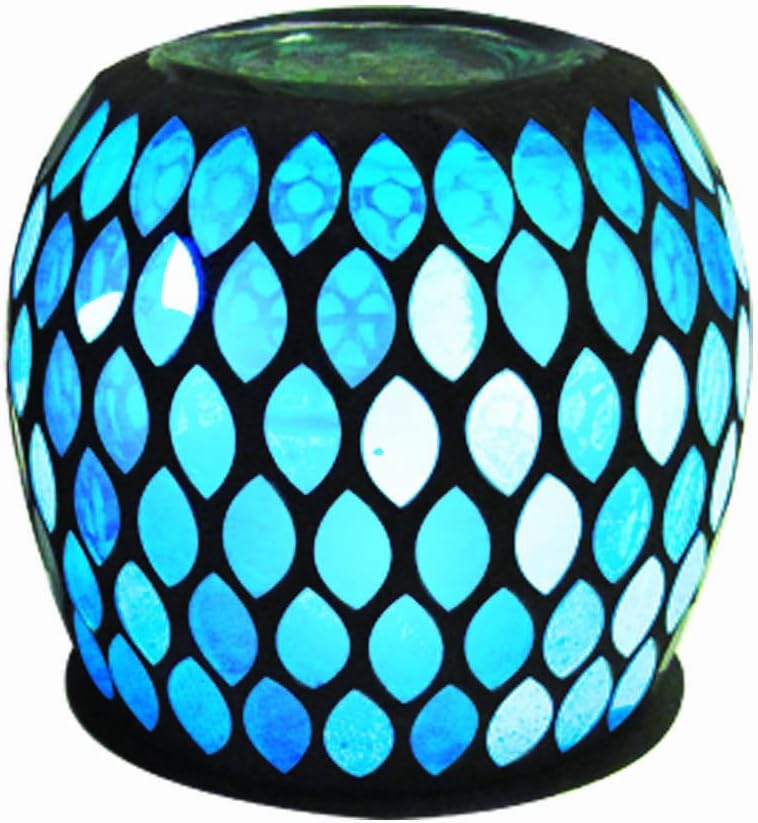 Garden Meadow R1377B Solar Pinpoint Glass Table Accent with Blue Light, 5-Inch