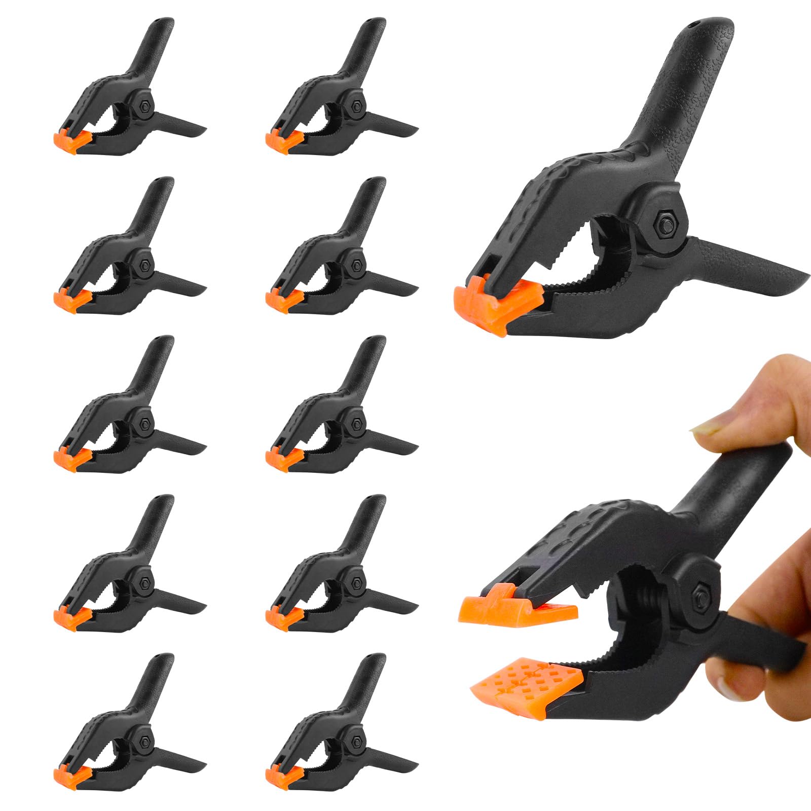 AUMAYCO 10 Pcs 4.5 Inch Plastic Heavy Duty Spring Clamps for Woodwork, Craft, DIY Projects, Photo Studios