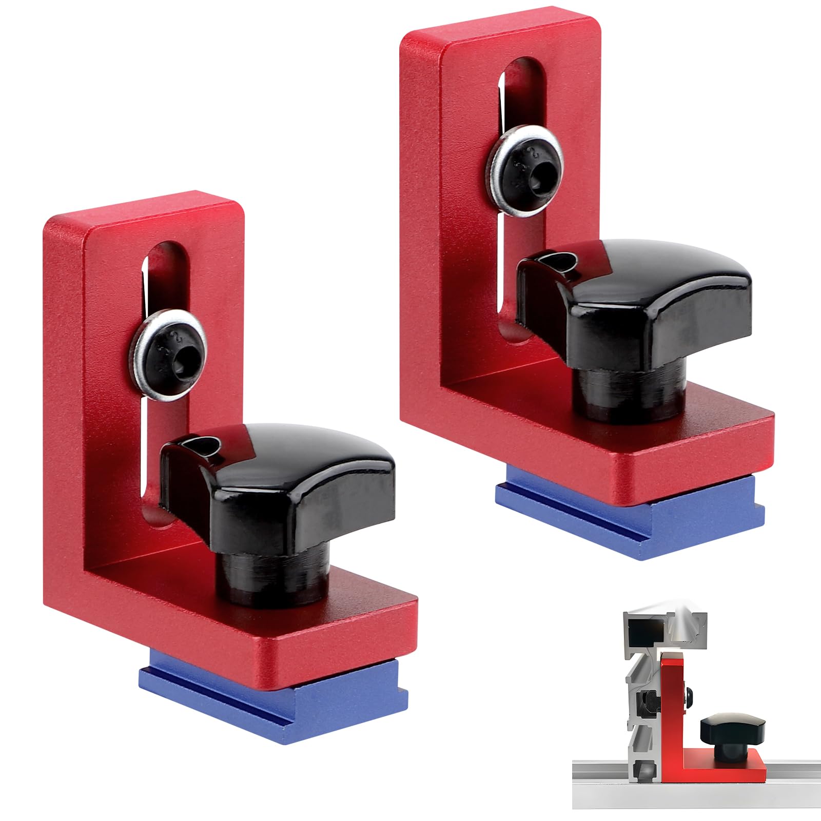 DBREAKS 2 Mitre Track Stop, 30 Type Miter Track Stop, 30 Type Slide Locator, Aluminum Fixed T-Slot Track Stop, T-Track Stop, Sliding Cap for Woodworking