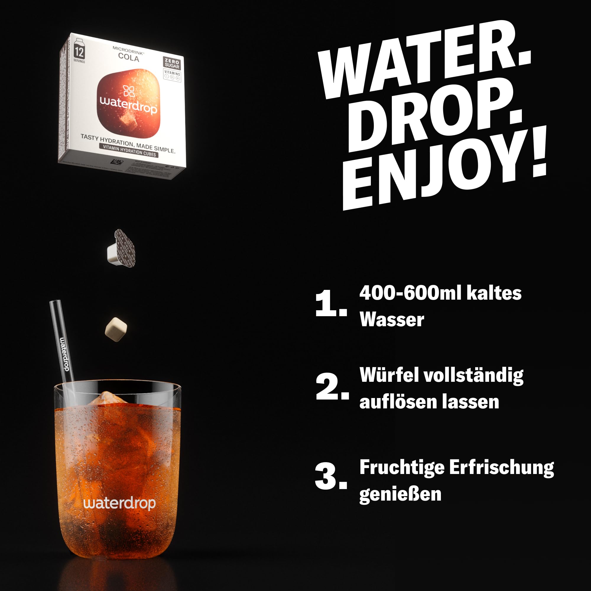 waterdrop® Original Cola - letzte Chance – 36 Drops Würfel ohne Kalorien - Klassische Rezeptur, Geschmack für Wasser, zuckerfrei - Zero Cola Getränkepulver - Softdrink Alternative - kalorienfrei 6