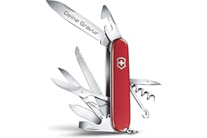 Victorinox Huntsman Swiss Army Knife, 15 Functions, Swiss Made Pocket Knife with Large Blade, Screwdriver, Scissors and Wood Saw - Red