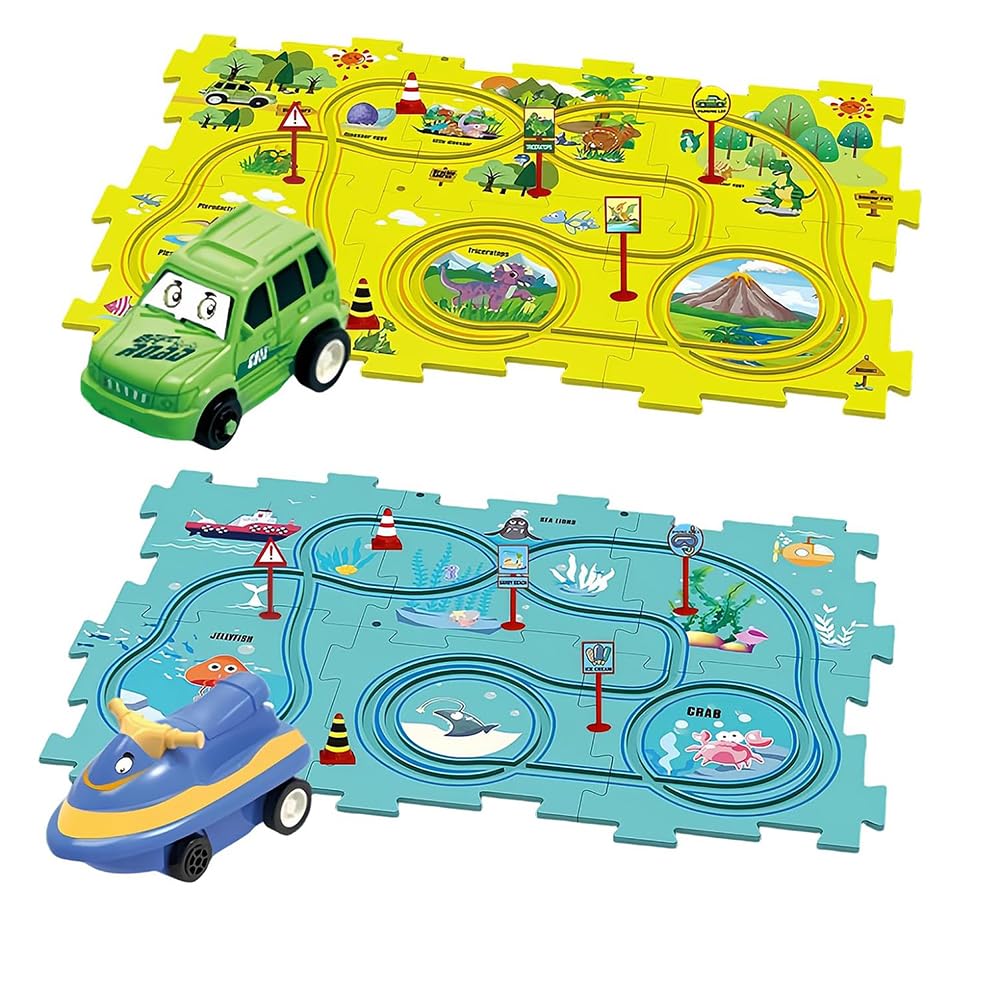 Puzzle Racer Kids Car Track set Toy for Kids DIY Puzzle Track Rail Route Educational Game Gift Games for Children 2 3 4 5 6 Years