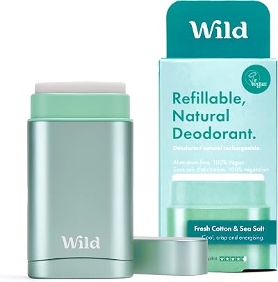 Wild Deodorant Starter Pack Aqua Case Fresh Cotton Sea Salt 40g