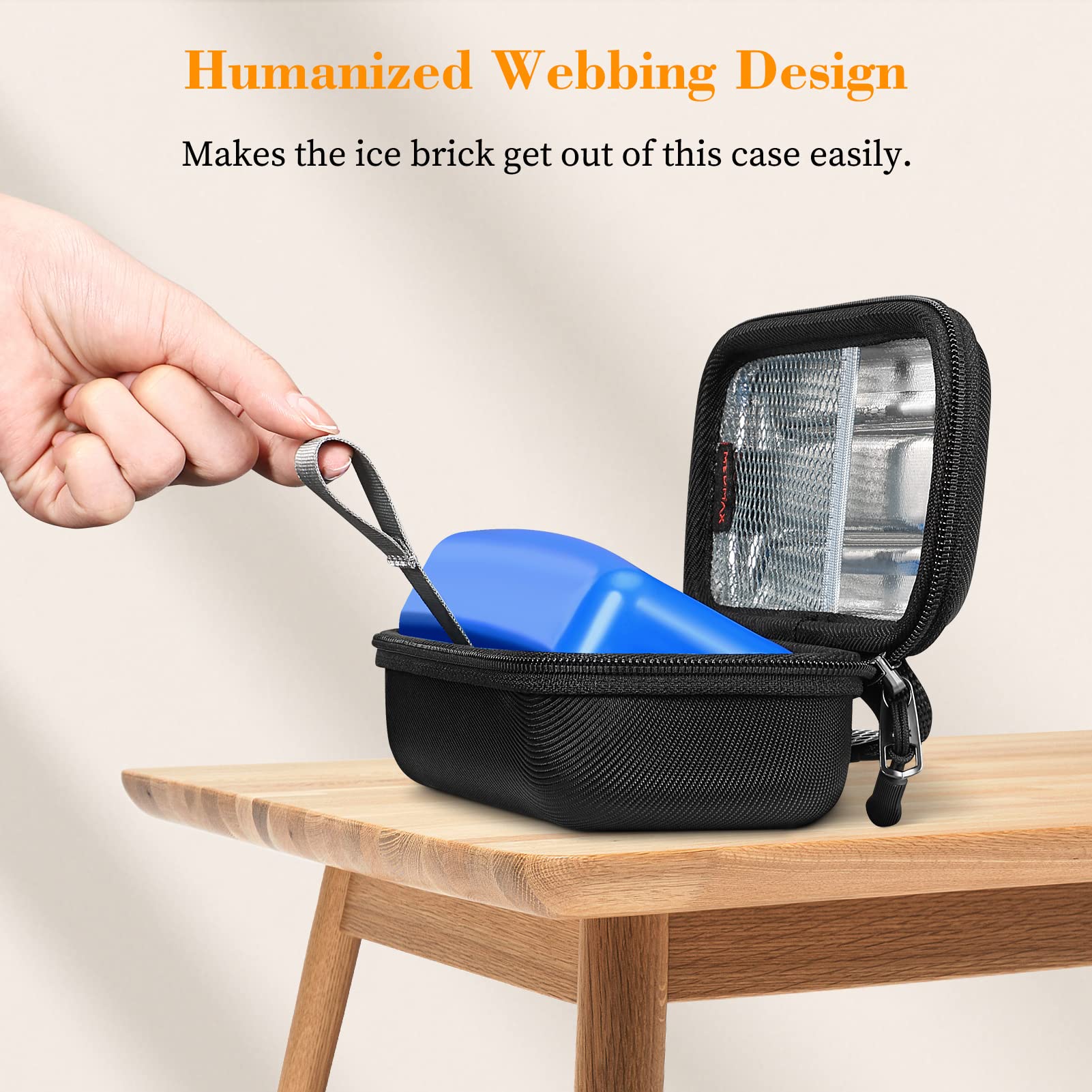 Insulin Vial Carrying Cooler Case, Portable Water Resistant Insulated Diabetic Organizer Protective Hard Shell Medical Travel Case with One Ice Brick (Black)