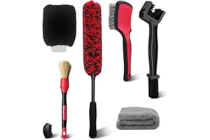 YeewayVeh 6PCS Motorcycle Cleaning Kit, Wool Wheel Brush, Tire and Chain Brush, Detailing Brush, Ultra Plush Microfiber Towel