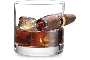 Godinger Gifts for Men, Cigar Whiskey Glass, Old Fashioned Whiskey Glasses With Indented Cigar Rest, Gifts for Dad