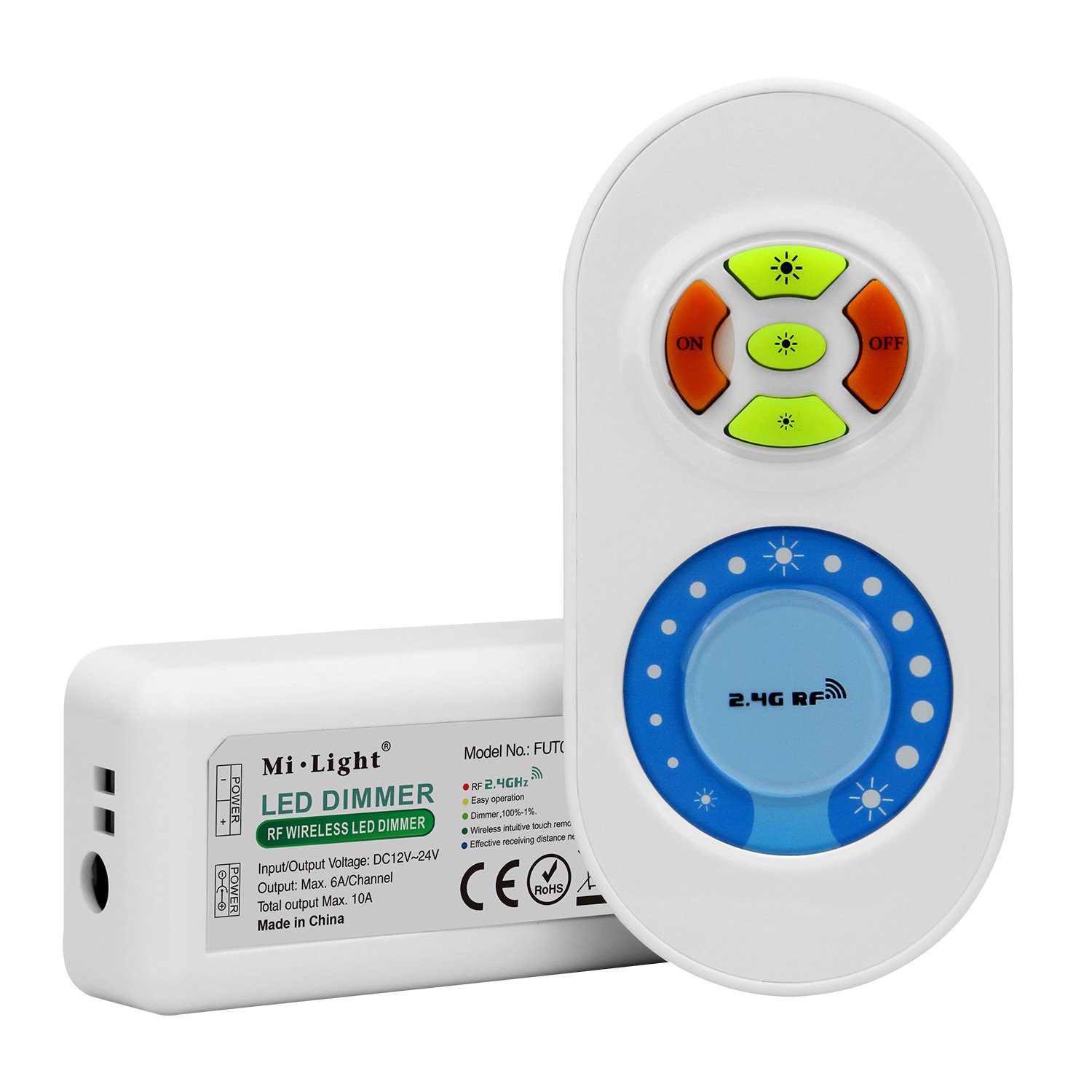 LIGHTEU®, 2.4G remote control and LED strip controller set for single color LED strip, dimmer, Milight Miboxer Fut021