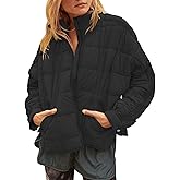 Muchpow Women's Lightweight Down Coat Long Sleeve Full Zipper Oversized Packable Short Puffer Jackets