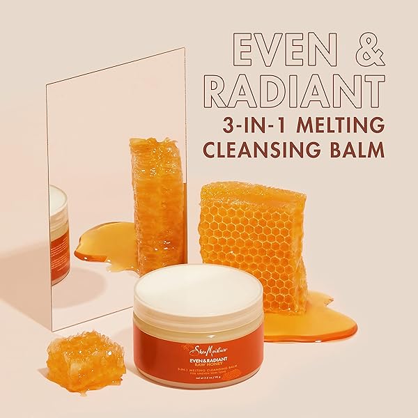 SHEAMOISTURE EVEN AND RADIANT FACE CLEANSER FOR UNEVEN SKIN TONE AND DARK SPOTS 3-IN-1 CLEANSING BALM WITH RAW HONEY 3.2 OZ