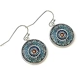 Blue Mandala Earrings for Women - Handmade