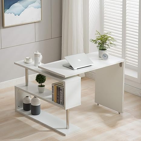 Modern Rotating Desk L-Shaped PC Table 