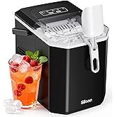 Silonn Ice Maker Countertop Machine with Handle, 26lbs in 24h, 9 Ice Cubes Ready in 6 Mins, Self-Cleaning Ice Makers with Basket and Scoop, Ideal for Home, Kitchen, Camping, RV