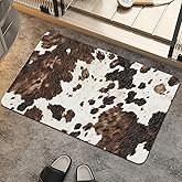 ZHUZHISHAN Bath Mat Rug,Animal Cow Skin Texture Non Slip Quick Dry Super Absorbent Thin Bathroom Rugs Fit Under Door-Easy to Clean Bathroom Floor Mats-Shower Rug for Shower Sink Bathtub(16" x 24"in)