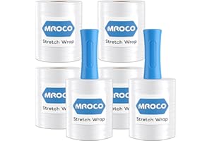MROCO Stretch Wrap Film 5" x 1000ft with 2 Handles, 6 Rolls 80 Gauge Plastic Shrink Wrap for Moving Furniture & Pallet Wrap, Industrial Mini Clear Heavy Duty Shrink Film Roll for Moving & Storage