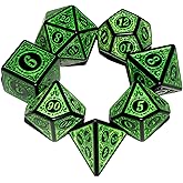 Carving in Green Black DND Dice Set for Board Game