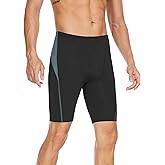 Fiteng Men's Swim Jammers Competitive Athletic Swim Team Suit Training Endurance Racing Quick Dry Swimming Shorts UPF 50