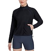 MIER Womens Athletic Jackets Light Weight Cropped Zip Up Workout Running Jacket UPF 50+ Full Zip UV Shirts with Pockets