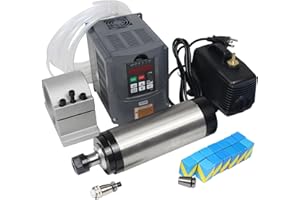 CNCTOPBAOS 2.2KW Water Cooled Spindle Motor ER20 24000rpm 400Hz+2.2KW VFD Inverter Variable Frequency Driver 110V+80mm Clamp+80W Pump+6m Pipe+14pcs Collet CNC Kit for CNC Router Milling Machine