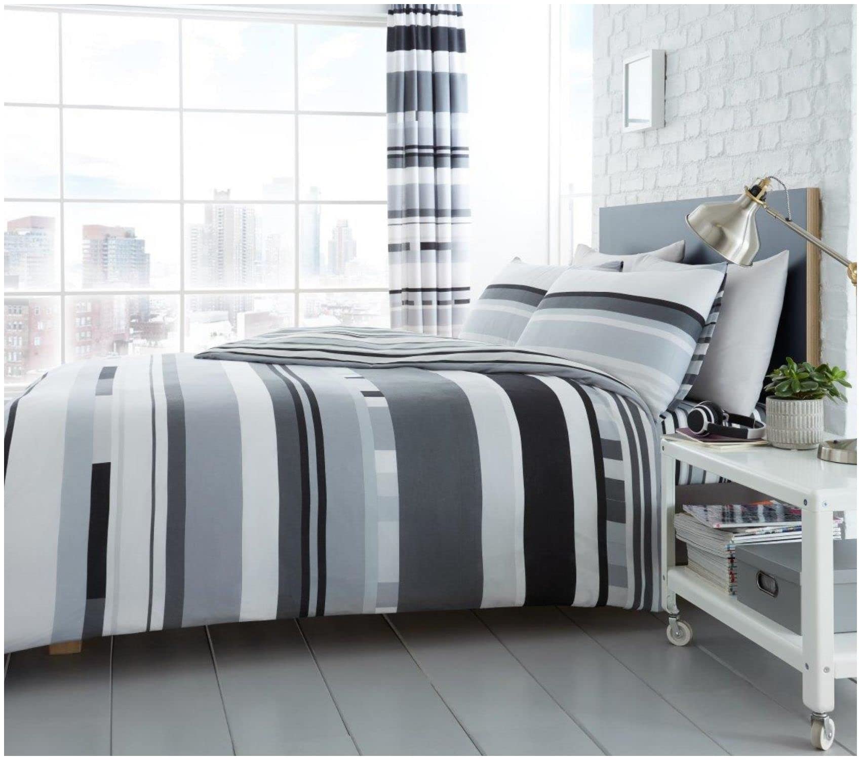 Gaveno Cavailia Luxurious CHESTER STRIPE Bed Set with Duvet Cover and Pillow Cases, Polyester-Cotton, Mono, Double