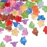 DanLingJewelry 100pcs Random Color Frosted Acrylic Mini Flower Loose Spacer Beads for DIY Necklace Jewelry Making