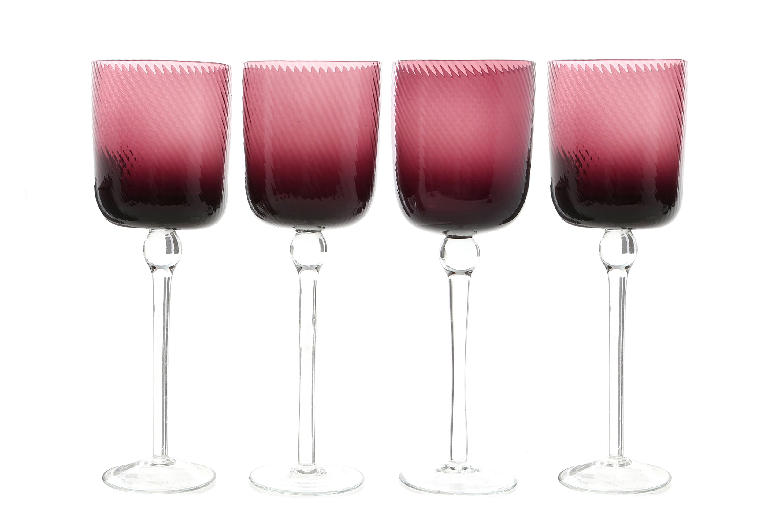 Premier Housewares Nile Wine Glasses, Purple, 9 x 9 x 25 cm, Set of 4