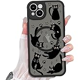 Heaofei Cute Magnetic Case for iPhone 14 Case [ Compatible with MagSafe ] with Black Cat Cats Pattern Design for Women Girls Boys, Soft Bumper Hard Back Kawaii Animal Protective Phone Cover