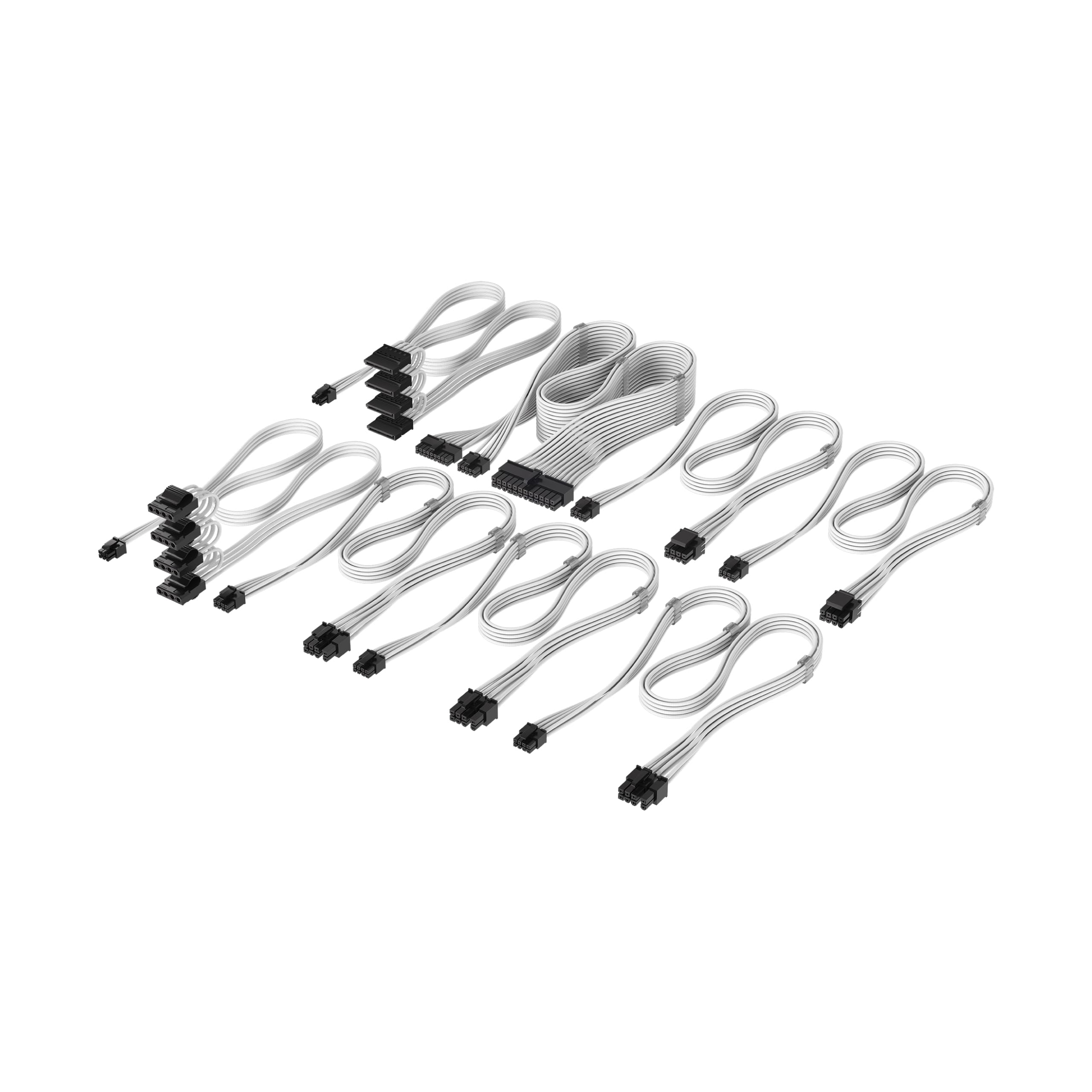Photo 1 of Corsair Elite Premium Type 5 Individual Sleeved PSU Cable Pro Kit – Low-Profile Cable Combs, Triple-Mesh Paracord Sleeve, Compatible Type 5 PSUs – White