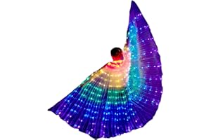 Foiviku Led Wings Adult Women Light Up Wings Halloween Party, Girls Light Up Cape Fairy Wings Belly Dance Show