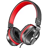 PeohZarr On-Ear Headphones with Microphone, Lightweight Folding Stereo Bass Headphones with 1.5M Tangle Free Cord, Portable W