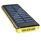 Solar Charger Power Bank 24000mAh , OLEBR portable charger big capacity external battery with high speed Input Port, 2 LED Light and 3 High Speed USB Charging Ports for iPhone, iPad, Samsung Galaxy, Android and other Smart Devices-Yellow