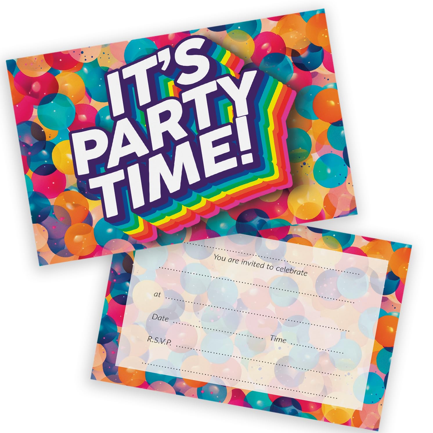 Celebration Party Invitations Men Women - Rainbow Balloons 28 Pack - Adults Engagement Invitations for Friends Family A6 Wedding Party Invites Invitation Cards with Folding Envelopes