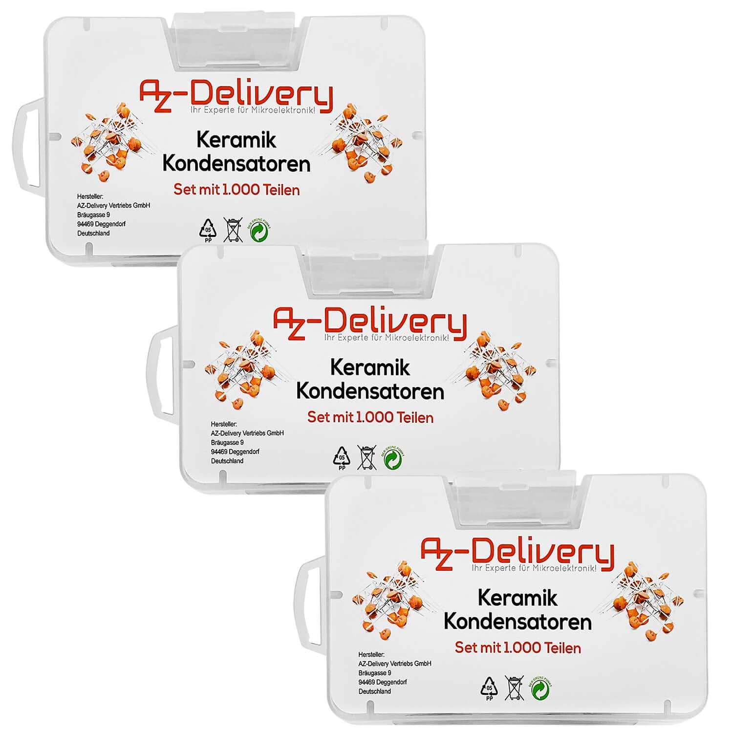 AZDelivery 3 x Capacitor Assortment Ceramic Capacitor Set 1000 Parts 50 Varieties 20 Pieces Each compatible with Arduino including E-Book!
