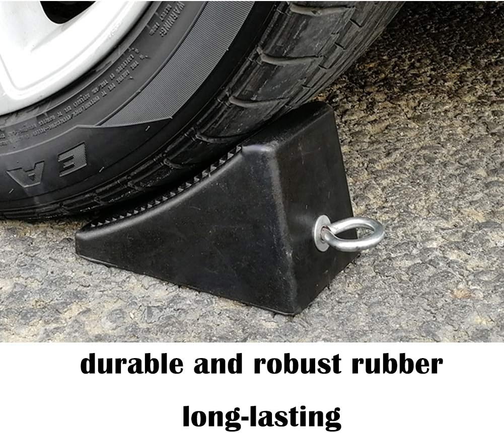 ROBLOCK 2 Pack Rubber Wheel Chocks Black Wheel Wedge with Eyebolt, 7.8" Length x 3.5" Width x 3.9" Height: Automotive