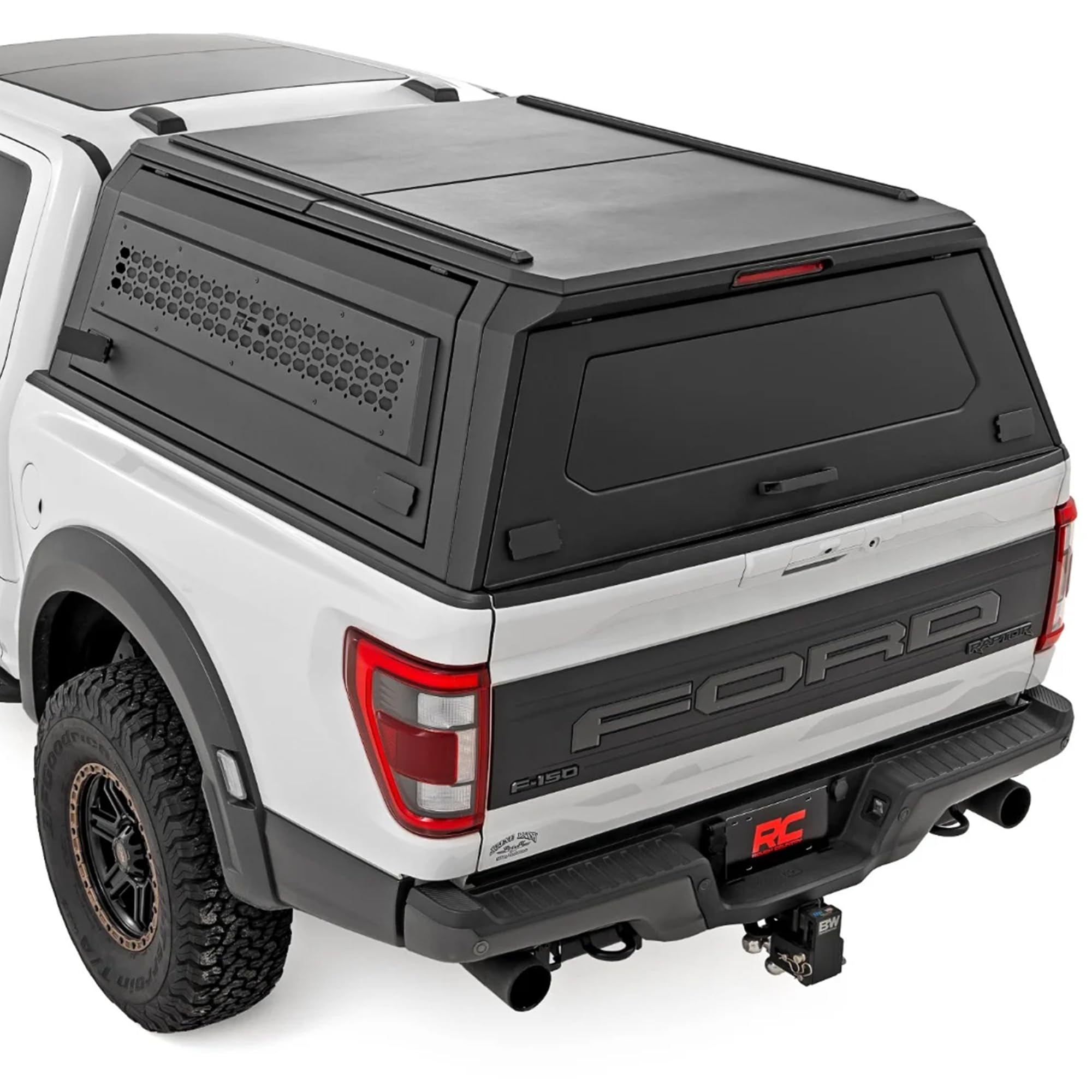 Photo 1 of *** Missing Front & Back Panels*** Rough Country Truck Bed Cap for Ford F-150 (2021-2025) 5'7" Bed - Modular Weather-Resistant Topper with Lockable Gullwing Doors, LED Lighting, Molle Panels, 750lb Rated