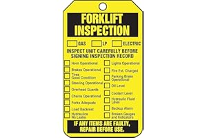 AccuformNMC 25 "Forklift Inspection (Checklist)/ Forklift Inspection Record Cardstock Tags, 5.75" x 3.25", Black on Yellow, TRS305CTP, American Made Safety Tags, Signs, and Labels