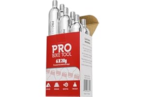 PRO BIKE TOOL 20g Threaded CO2 Cartridges - 6 Pack for All CO2 Bike Tire Inflators with Threaded Connection - Quick Air Refill for Bicycle Tires - Cartridge for CO2 Pump - Road or MTB Bikes.