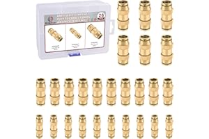 Boeray 26pcs Quick Connect Brass DOT Air Line Fittings Straight Union 1/4” 3/8” 1/2” Tube Push to Connect Fittings Air Suspension Fittings Straight Air Brake Union Push Lock Pneumatic Air Hose Fitting