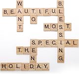 Coloch 1000PCS Wood Letter Tiles A-Z Spelling Games Phonics DIY Crafts Natural view 5