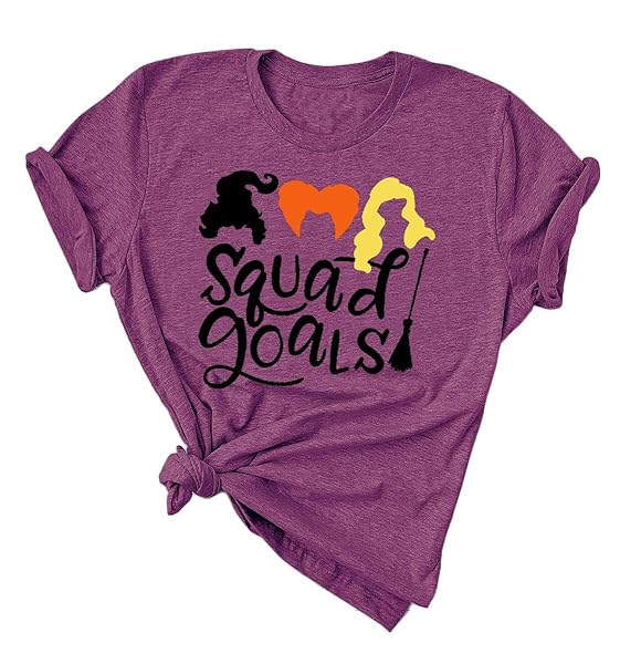 HOCUS POCUS HALLOWEEN SHIRTS FOR WOMEN FALL TEE SHIRT CLASSIC HALLOWEEN MOVIE TOPS (S, PURPLE1)