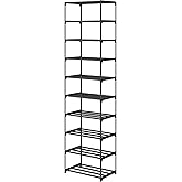 Autonomier 10 Tier Tall Shoe Rack, Narrow Lightweight Shoe Shelf, Compact Vertical Shoe Stand, Small Space Saving for Closet 