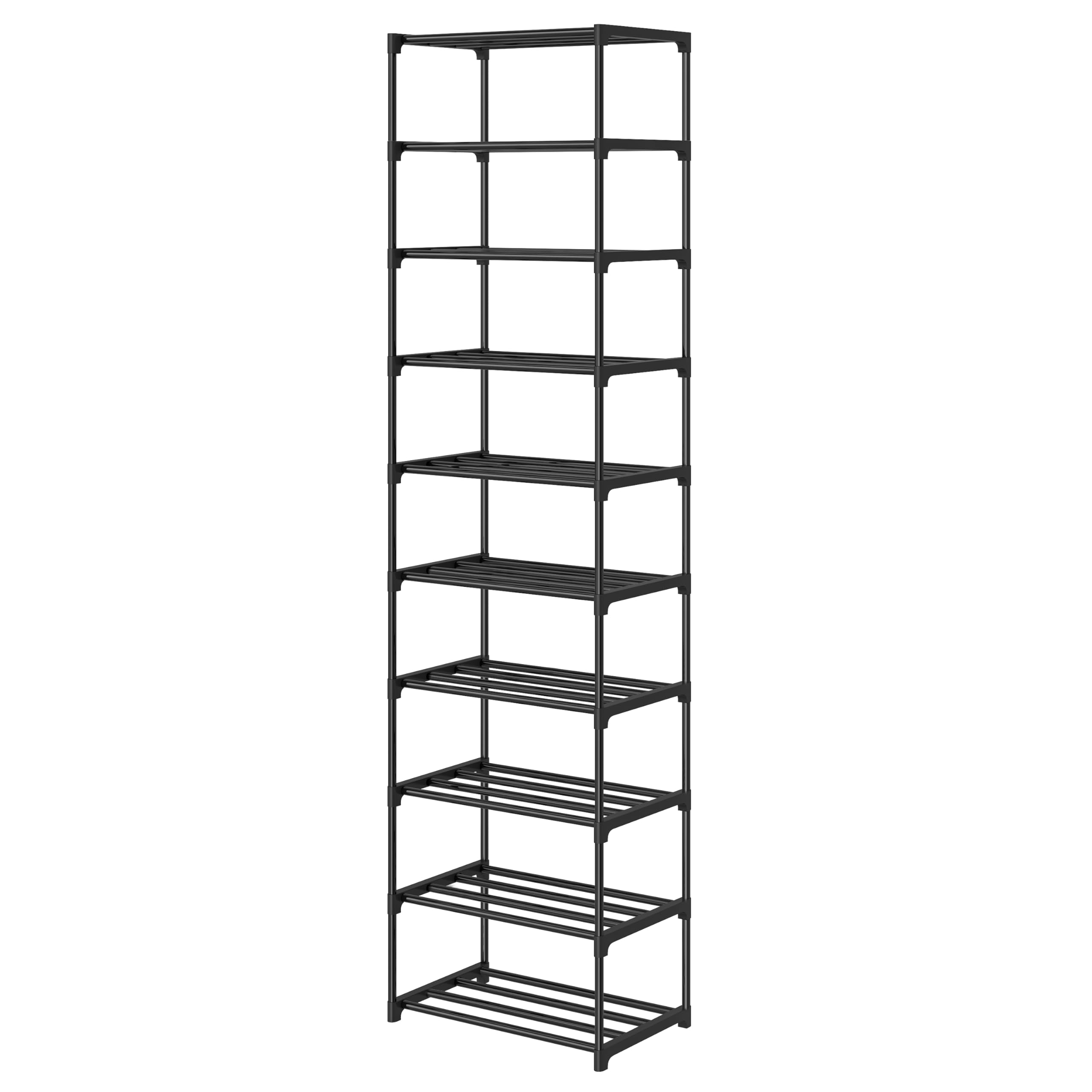 Photo 1 of Autonomier 10 Tier Tall Shoe Rack, Narrow Lightweight Shoe Shelf, Compact Vertical Shoe Stand, Small Space Saving for Closet Floor, Dorm Storage Organizer, Front Door Entrance, Entryway