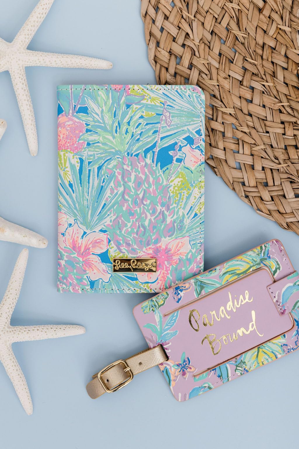 Lilly Pulitzer Vegan Leather Passport Holder, Cute Passport Cover, Travel Wallet with Credit Card Slots, Swizzle In