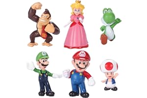 NKUDEYET Mario Toys,Super Mary Action Figures Toys,Mario Characters，Mario Bros Princess, Turtle （6 Pack ）
