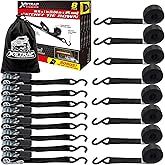 XSTRAP STANDARD Ratchet Straps, 900 LB Break Strength, 8-Pack 10FT Ratchet Tie Down Straps Set for Motorcycle Straps Tie Downs, Appliances, Lawn Equipment, Logistic Cargo Straps for Trucks (Black)